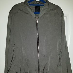 Faux Satin Bomber Jacket